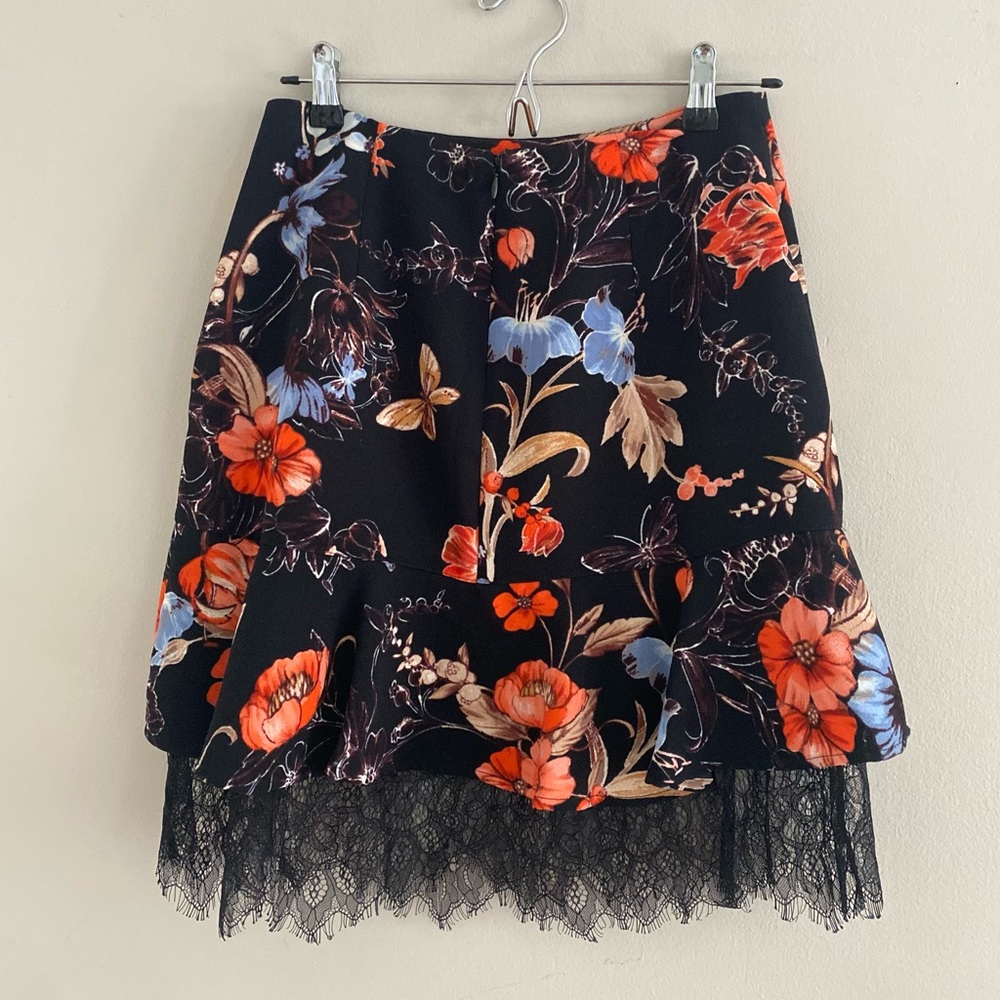 Floral Black Skirt